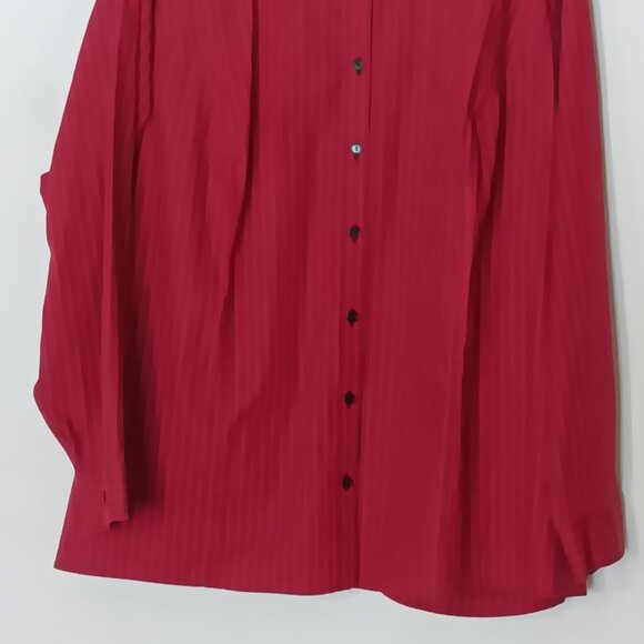 Catherines Womens Plus Size 2X Red Striped Button Down Shirt Non Iron Long Sleev - Picture 8 of 10